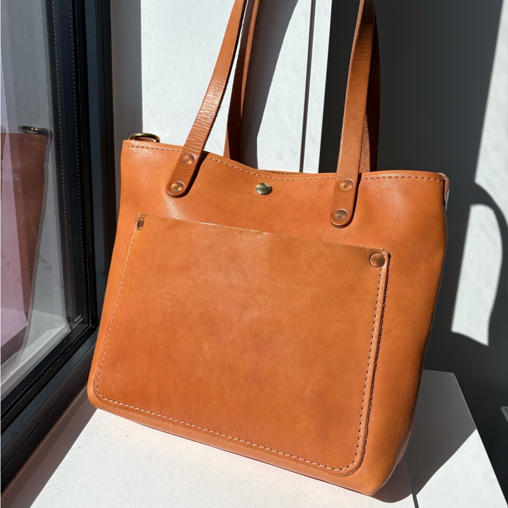 KMM mini travel tote in Natural Essex 9 inch handle drop